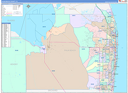 Palm Beach County, FL Wall Map Color Cast Style 2026